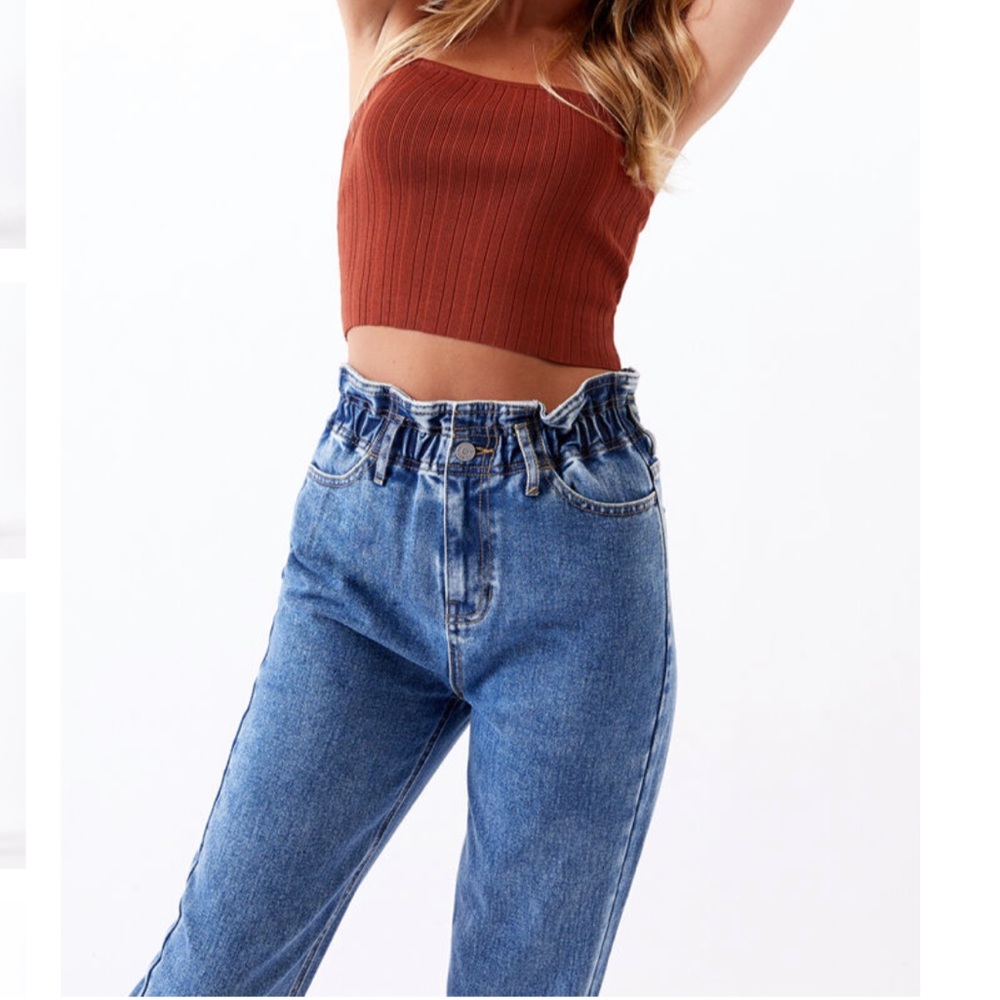 Pacsun Seabreak Paperbag Waist High Rise Mom Jeans